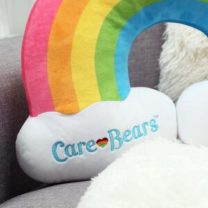 Fun Costumes Care Bears Rainbow Pillow Soft Flannel Pillow with Rainbow Stripes, Embroidered Logo, and Cushy Fiberfill Stuffing