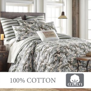 Levtex Home - Camo Green Duvet Cover Set - King Duvet Cover + Two King Pillow Cases - Green, Taupe, Grey - Duvet Cover (108 x 96in.) and Pillow Case (36 x 20in.) - Cotton