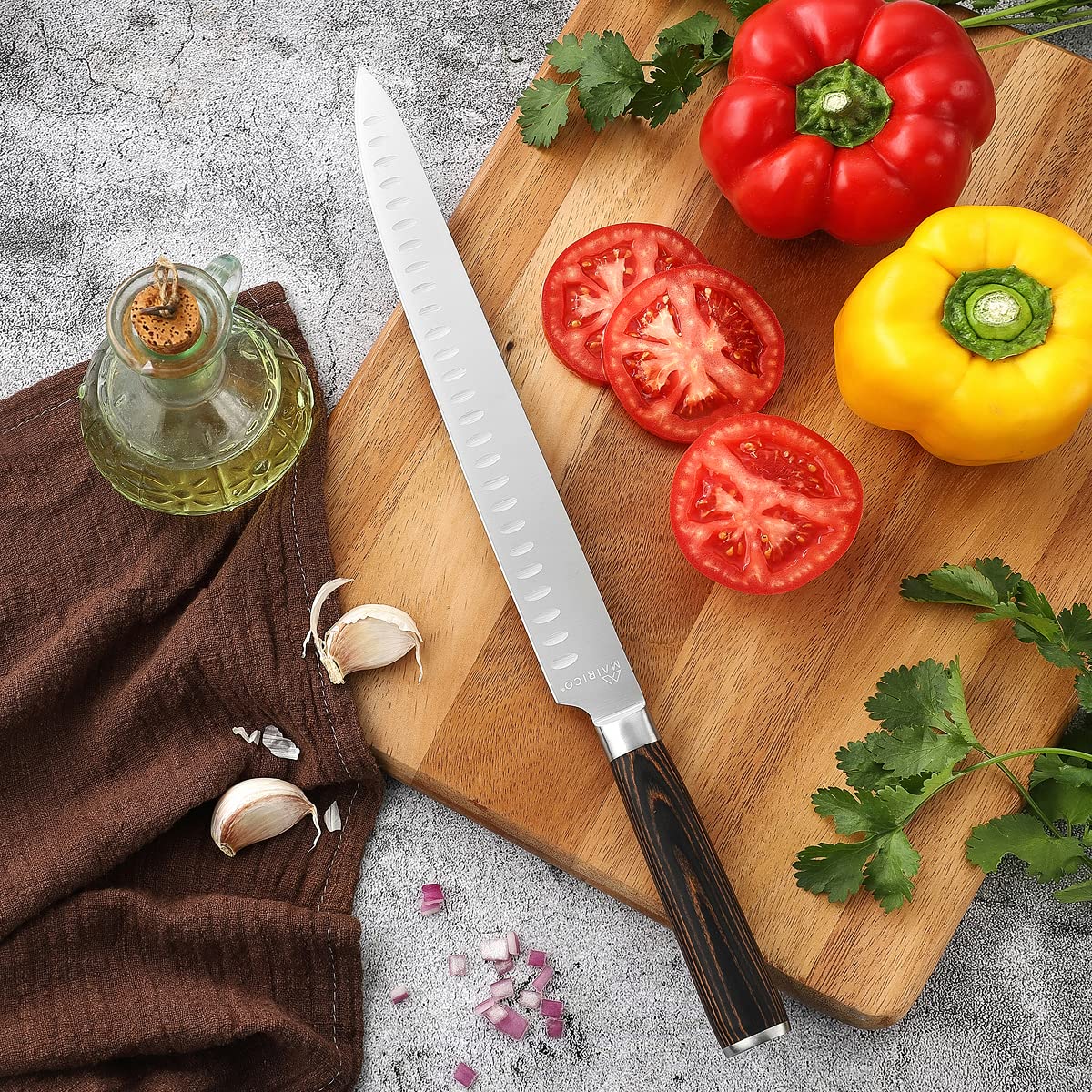 MAIRICO Premium Carving Knife - 11-inch Ultra Sharp Brisket Knife with Luxurious Pakkawood Handle and Granton Blade, designed as Slicing Knife for Meat, Roasts, BBQs, and more.