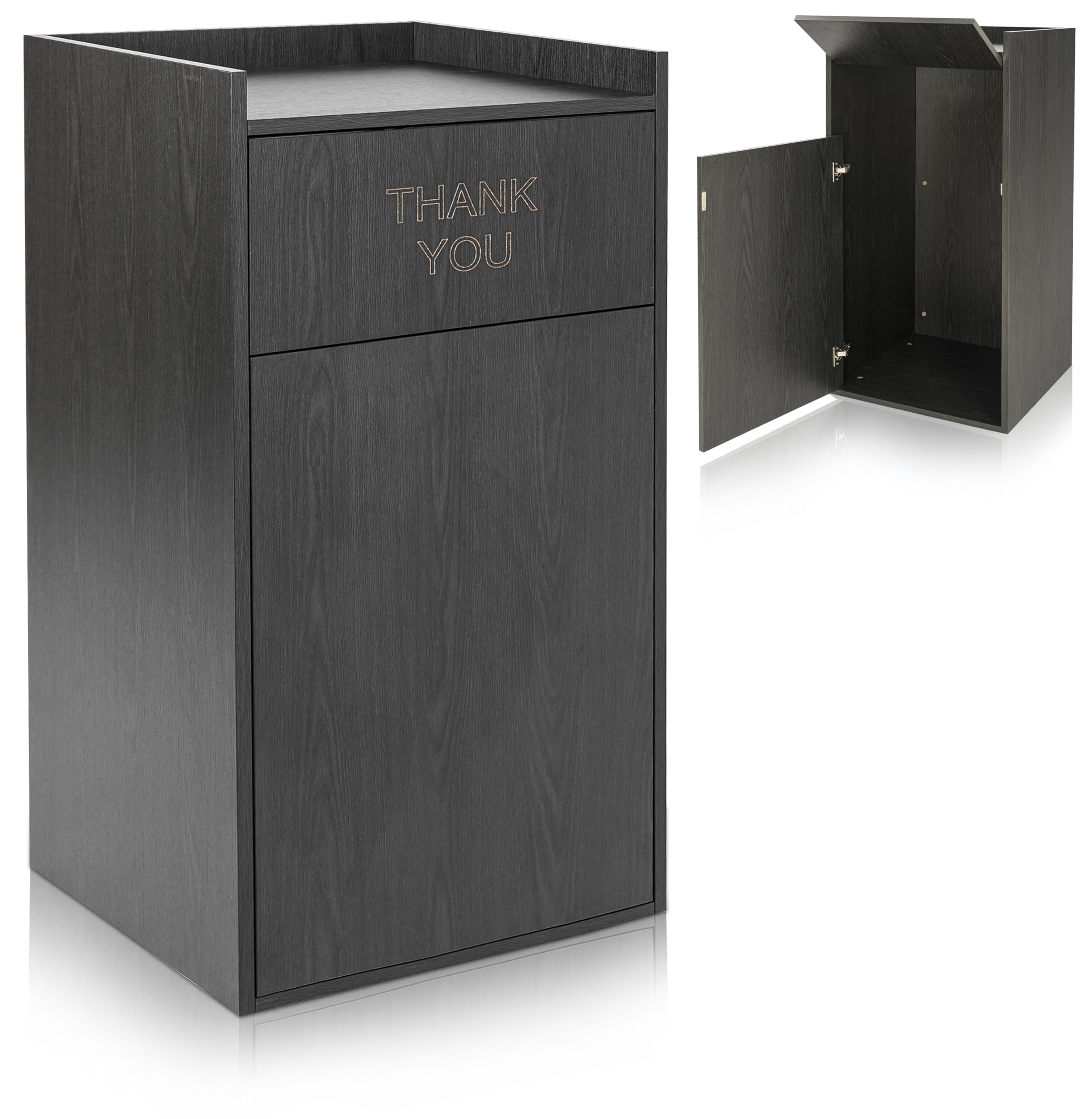 Alpine Restaurant Trash Can Cabinet - Commercial Trash Can 40 Gallon, Garbage Receptacle Indoor with Tray Holder for Restaurants, Cafeterias (Espresso Black)