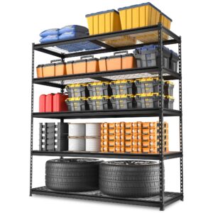 workpro 5-tier heavy duty metal shelving unit, 48”w x 24”d x 72”h, adjustable storage rack, 4000 lbs total load capacity, ideal for garage, basement, warehouse, workshop