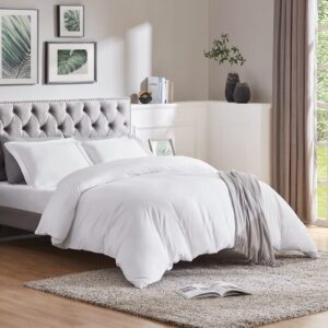 lifewit duvet cover set queen size white ultra soft polyester microfiber bedding duvet cover set with zipper closure, 3 pieces, 1 duvet cover 90"x90" and 2 pillow shams 20"x26"