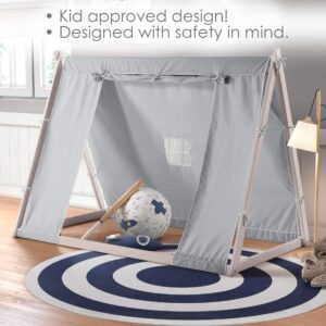 P'Kolino New Tent Twin Floor Bed - Natural or White Frame, Grey Tent, Children’s Bedroom Furniture … (White Frame)