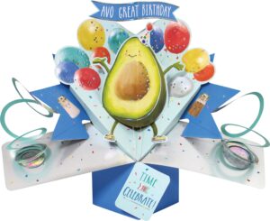 avo great birthday avocado pop-up greeting card second nature 3d pop up cards