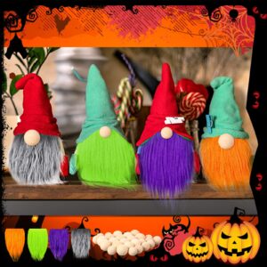 Tudomro 15 Pcs Gnome Beards for Crafting Faux Fabric Precut Gnomes Beards Handmade 30 Pieces Wood Balls for Halloween Christmas Easter Valentine's Day Independence Day(Orange, Green, Purple, Gray)