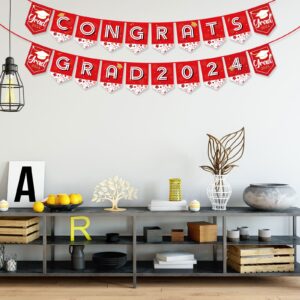 BBTO Graduation Decorations 2024 Graduation Party Supplies Congrats Grad Banner Confetti Star Balloons Foil Fringe Curtain Tablecloth for College High School Grad Decor (Red, Black)