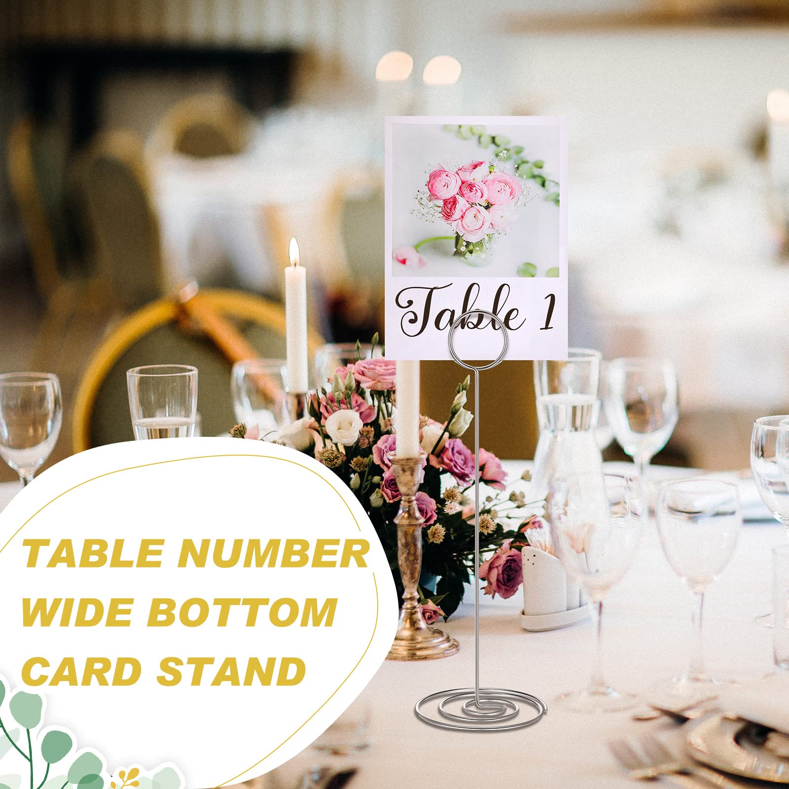 36 Pieces 8.75 Inch Tall Table Number Holders Silver Table Sign Holder Stands Metal Place Card Holder for Photos Picture Numbers Food Signs Memo Notes for Wedding Birthday Party Restaurant