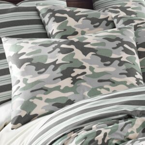 Levtex Home - Camo Green Duvet Cover Set - King Duvet Cover + Two King Pillow Cases - Green, Taupe, Grey - Duvet Cover (108 x 96in.) and Pillow Case (36 x 20in.) - Cotton