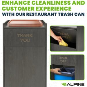 Alpine Restaurant Trash Can Cabinet - Commercial Trash Can 40 Gallon, Garbage Receptacle Indoor with Tray Holder for Restaurants, Cafeterias (Espresso Black)