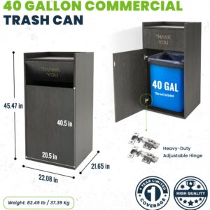 Alpine Restaurant Trash Can Cabinet - Commercial Trash Can 40 Gallon, Garbage Receptacle Indoor with Tray Holder for Restaurants, Cafeterias (Espresso Black)