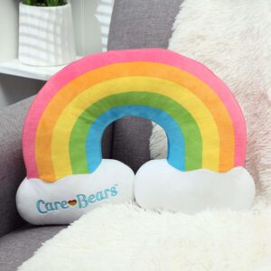 Fun Costumes Care Bears Rainbow Pillow Soft Flannel Pillow with Rainbow Stripes, Embroidered Logo, and Cushy Fiberfill Stuffing