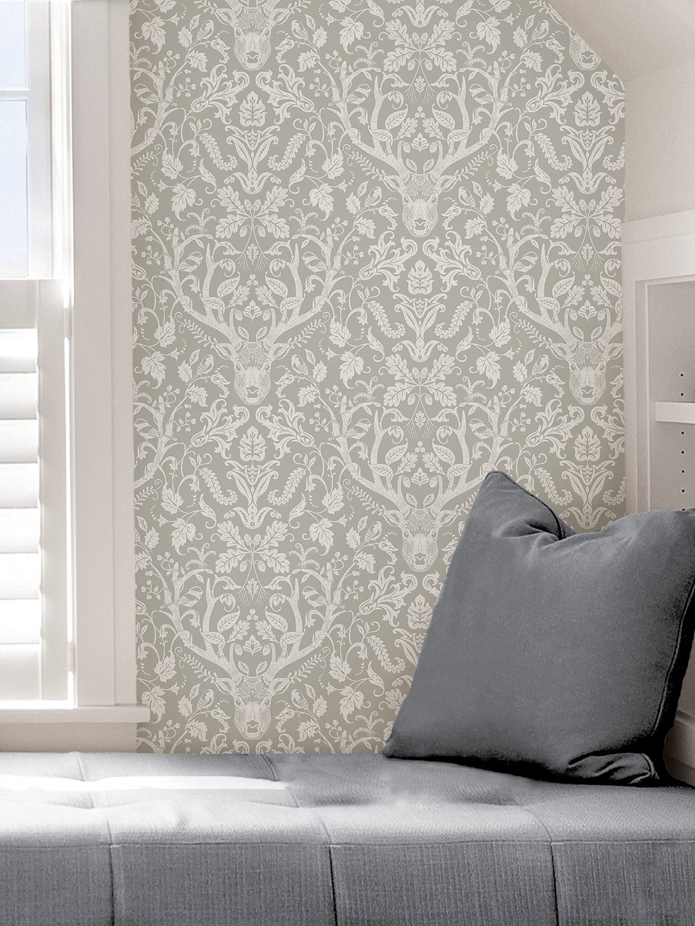 NuWallpaper Taupe Escape to The Forest Peel & Stick Wallpaper