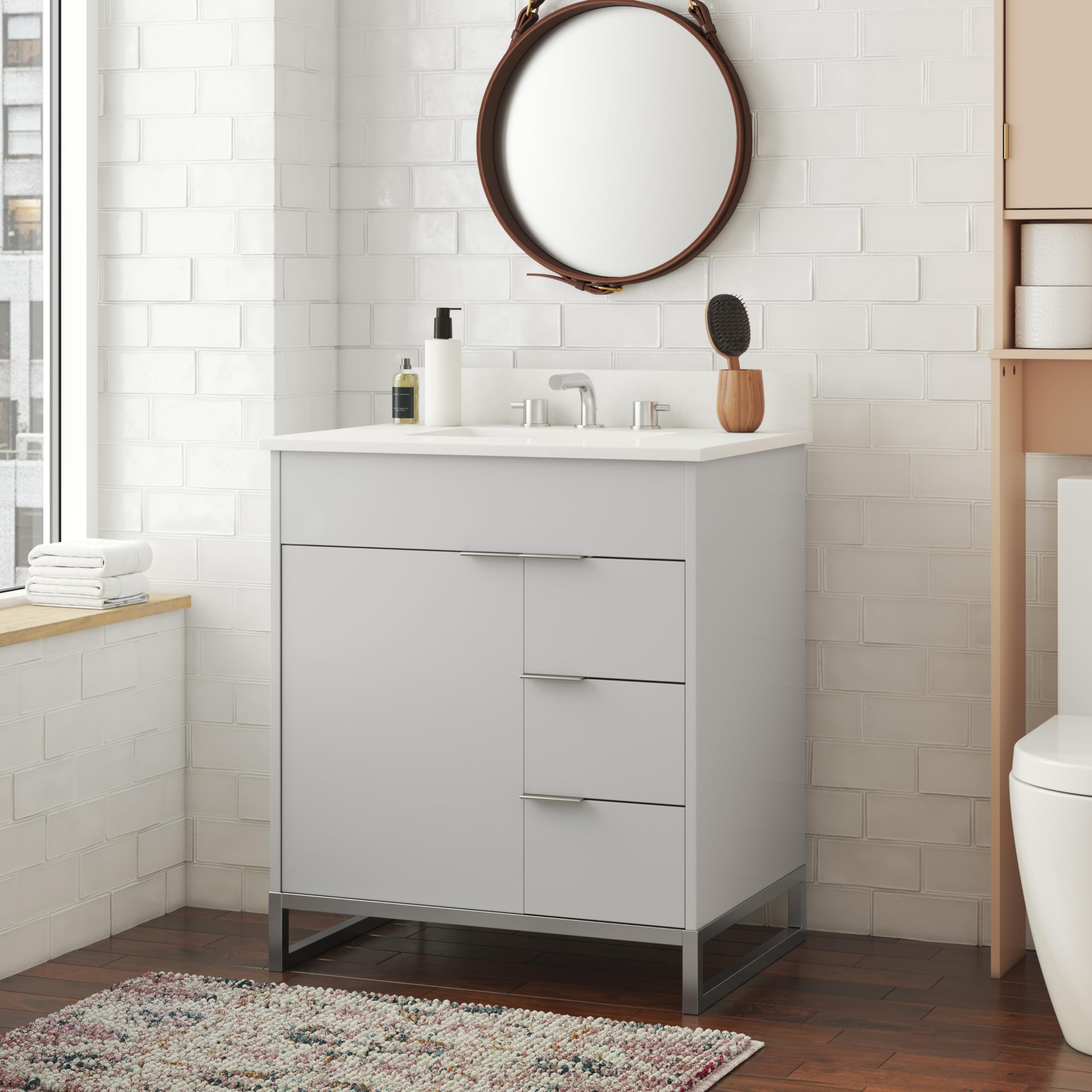 CosmoLiving by Cosmopolitan Leona Bathroom Vanity, 30", Gray