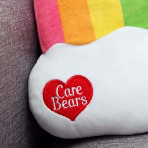 Fun Costumes Care Bears Rainbow Pillow Soft Flannel Pillow with Rainbow Stripes, Embroidered Logo, and Cushy Fiberfill Stuffing