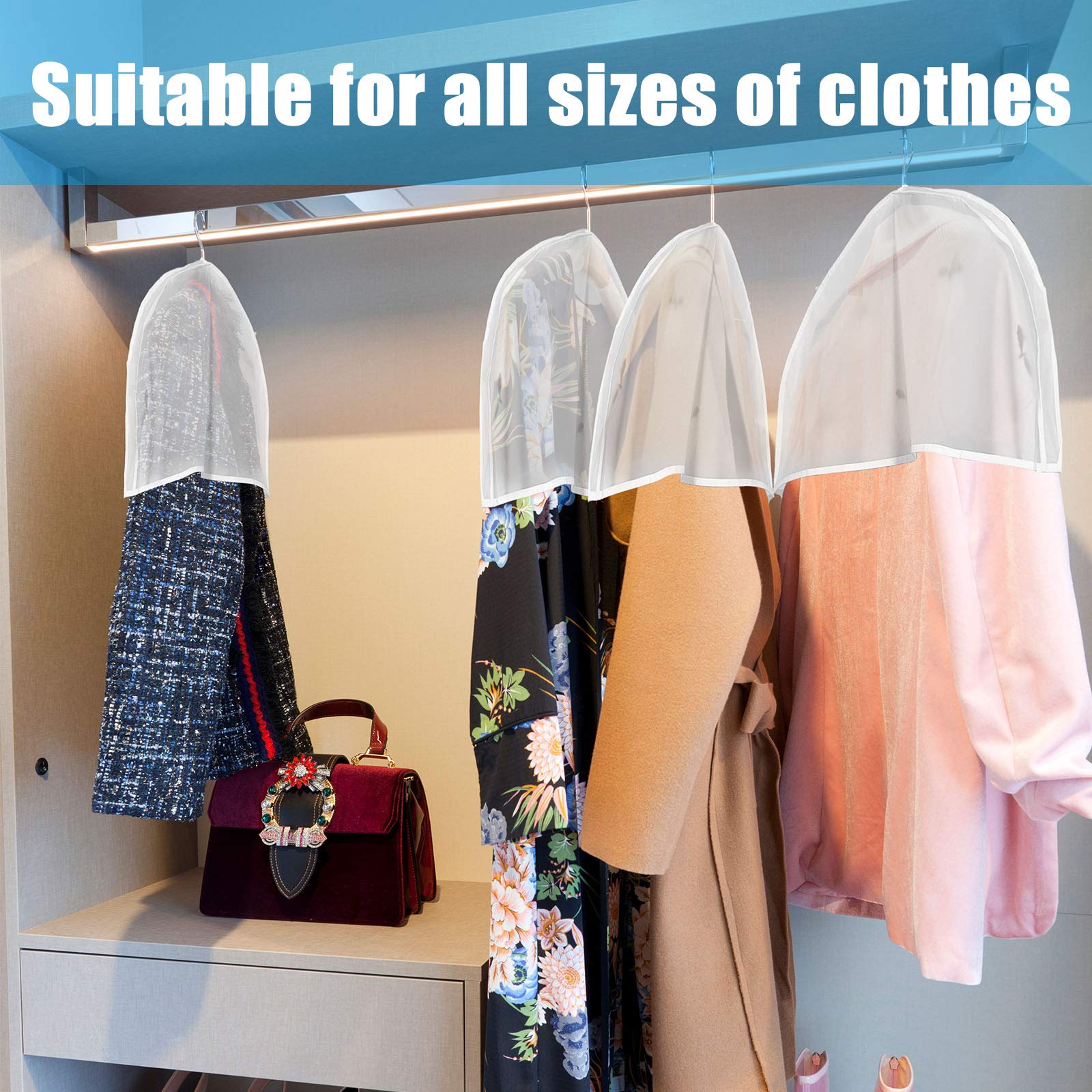 Patelai 24 Pieces Dust Covers for Hanging Clothes 24 x 12 x 2 Inches Shoulder Covers for Hanging Clothes for Closet Storage Suit, Coats, Jackets, Dress Closet Storage