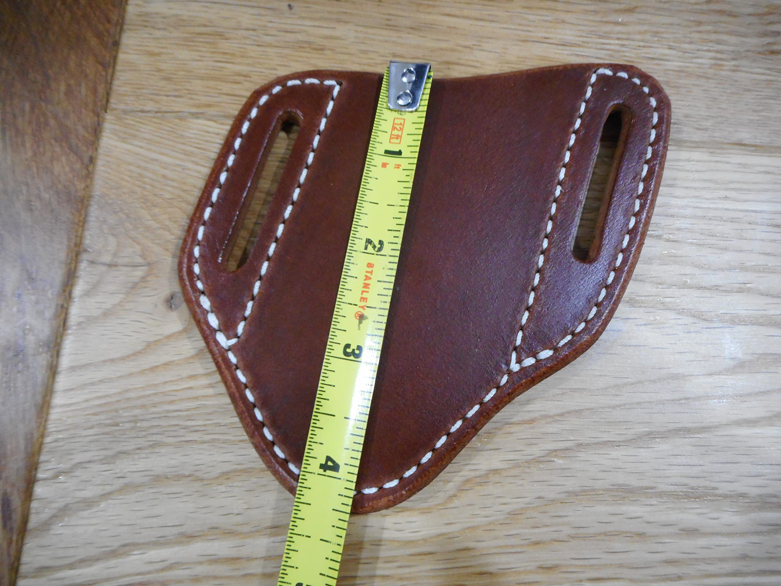 Pancake custom Leather knife Sheath fits a Buck 110/112 right draw. Buffalo leather. Golden Brown