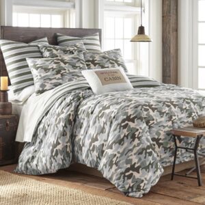 levtex home - camo green duvet cover set - king duvet cover + two king pillow cases - green, taupe, grey - duvet cover (108 x 96in.) and pillow case (36 x 20in.) - cotton