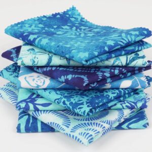 Soimoi 8 Pc Fat Quarter Bundle, Asian Batik Print 18"x 22" DIY Patchwork- 100% Cotton Pre-Cut Quilting Fabric Medium Blue