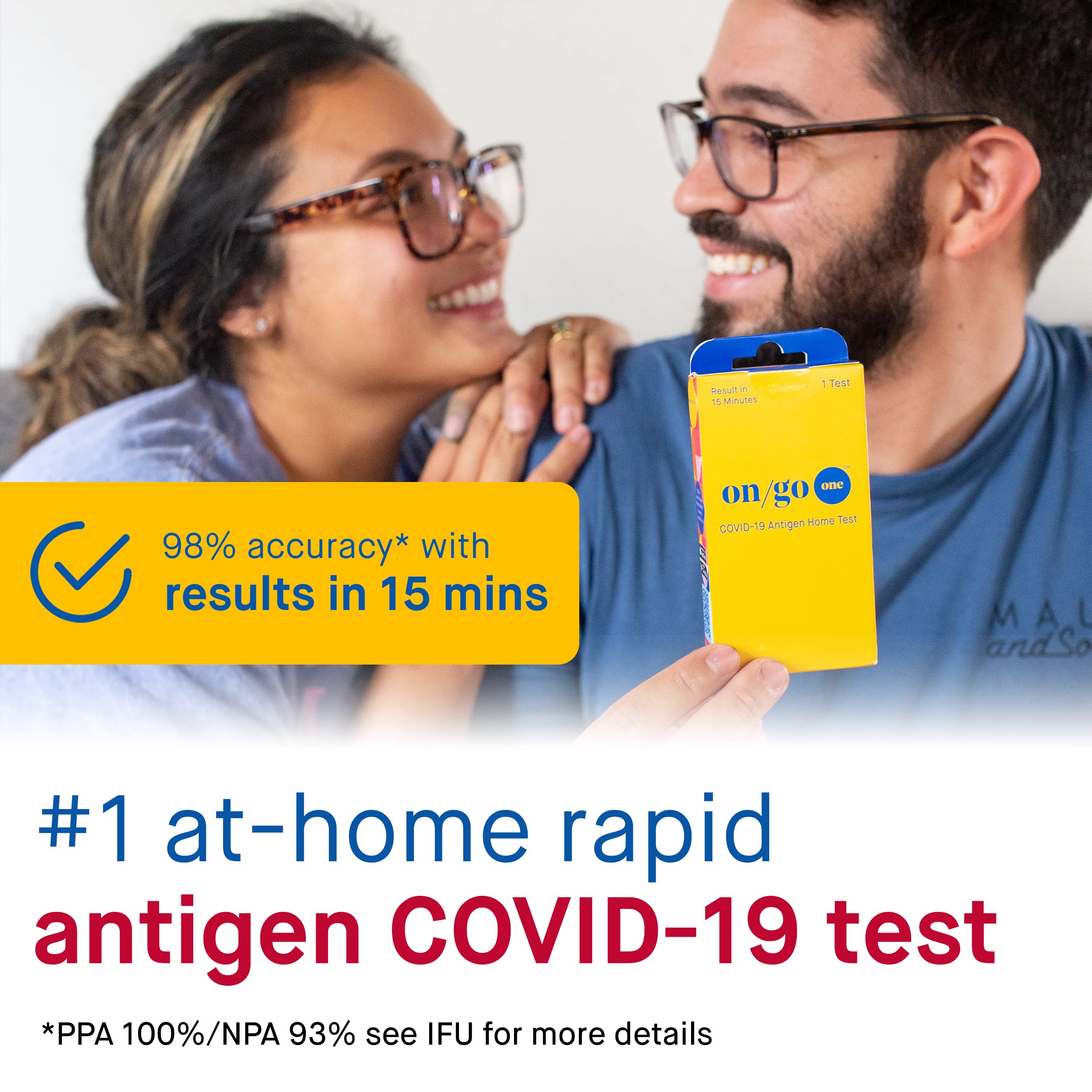 On/Go One Rapid COVID-19 Self-Test Kit with Test-to-Treat App, 1 Pack, 1 Test Total, 15-Minute Results, FDA EUA Authorized, Easy to Use at Home, Fast and Accurate. Effective for Testing JN.1