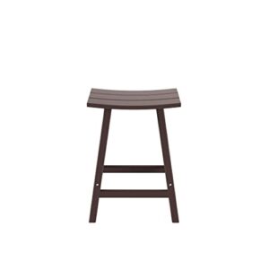 WO Home Furniture Saddle Stool 24"-Inch Adirondack HDPE Backless Patio Kitchen Counter Stool Seat (Dark Brown)