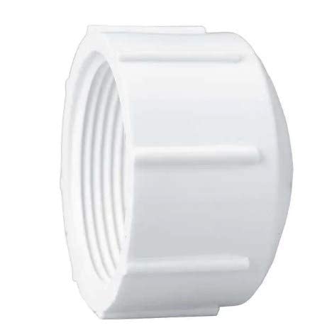 White Sch 40 1-1/2 Inch FNPT Female Pipe Thread Plastic Pipe Cap 1-1/2 inch PVC Female Threaded Pipe Cap PVC Threaded Plug for Home Sewer Plumbing Water Line