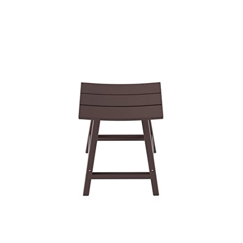 WO Home Furniture Saddle Stool 24"-Inch Adirondack HDPE Backless Patio Kitchen Counter Stool Seat (Dark Brown)