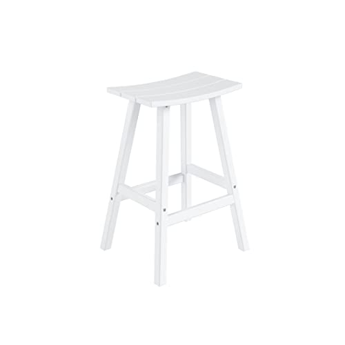 WO Home Furniture Patio Bar Stools Set of 2 PCS Outdoor Adirondack 29" in Saddle Stools for Porch, Backyard, BarBQ, Party, Events (White)