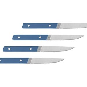 Misen Steak Knives Set of 4 - Precision Serrated Blades for Effortless Dining - Stainless Steel - Superior Cuts with Four Steak Knives Handles for Stylish Elegance - Blue