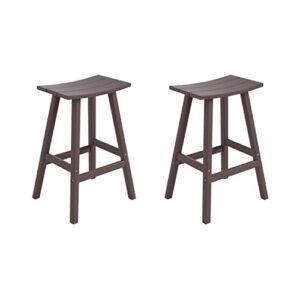 wo home furniture patio bar stools set of 2 pcs outdoor adirondack 29" in saddle stools for porch, backyard, barbq, party, events (dark brown)