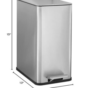 NINESTARS XZD-10-35 Step On Trash Can, Small, Silver