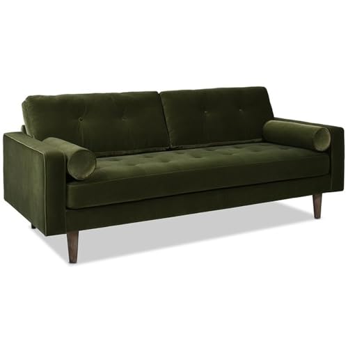 Jennifer Taylor Home Nicholas 83.5" Mid-Century Modern Sofa, Olive Green Performance Velvet