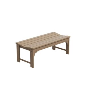 WO Home Furniture Outdoor 46" Backless HDPE Adirondack Bench, Poly Lumber Seat for Patio, Backyard, Balcony, All Weather Resistant with UV Protection, Weatherwood