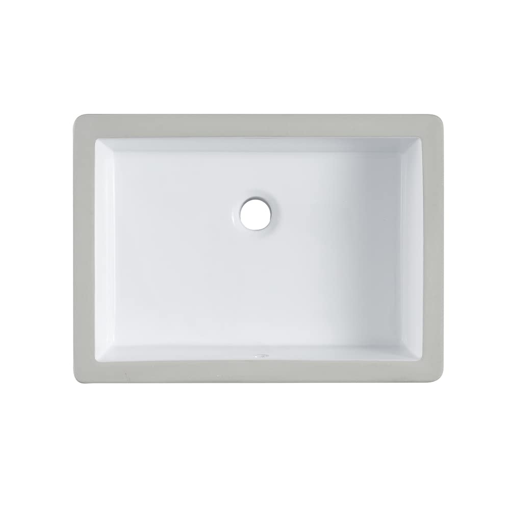 MEJE #T2014-19.5 Inch Rectangle Undermount Bathroom vessel Sink, Ceramic Lavatory Vanity Sink, White