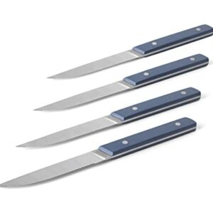 Misen Steak Knives Set of 4 - Precision Serrated Blades for Effortless Dining - Stainless Steel - Superior Cuts with Four Steak Knives Handles for Stylish Elegance - Blue