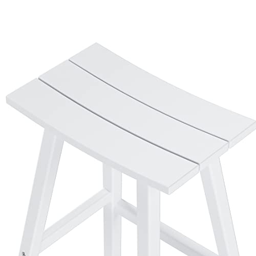 WO Home Furniture Patio Bar Stools Set of 2 PCS Outdoor Adirondack 29" in Saddle Stools for Porch, Backyard, BarBQ, Party, Events (White)