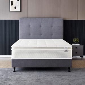 king size mattress - 12 inch cool memory foam & spring hybrid mattress with breathable cover - comfort plush euro pillow top - rolled in a box - oliver & smith