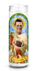 saint tom brady: celebrity prayer devotional candle, non scented, novelty candle