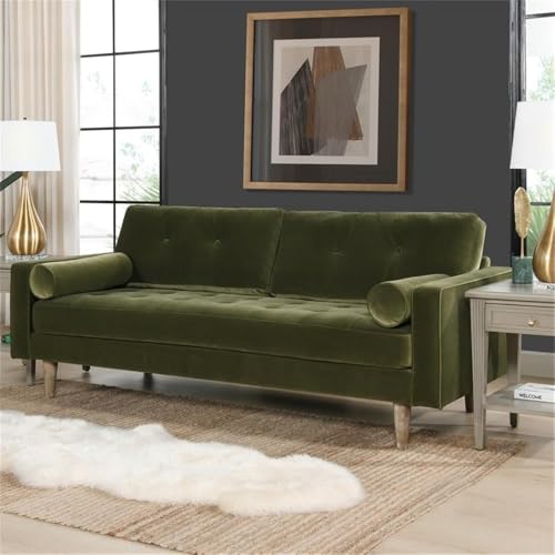 Jennifer Taylor Home Nicholas 83.5" Mid-Century Modern Sofa, Olive Green Performance Velvet