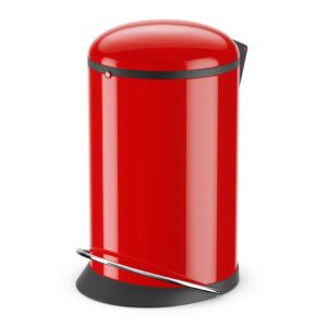 Hailo Harmony M waste bin | 12 L / 3.2 gal | Cushioned lid-closing mechanism (soft-close) | Steel sheet | Wide metal foot rail | Bin liner clamping ring | Carrying handle | Made in Germany | Red