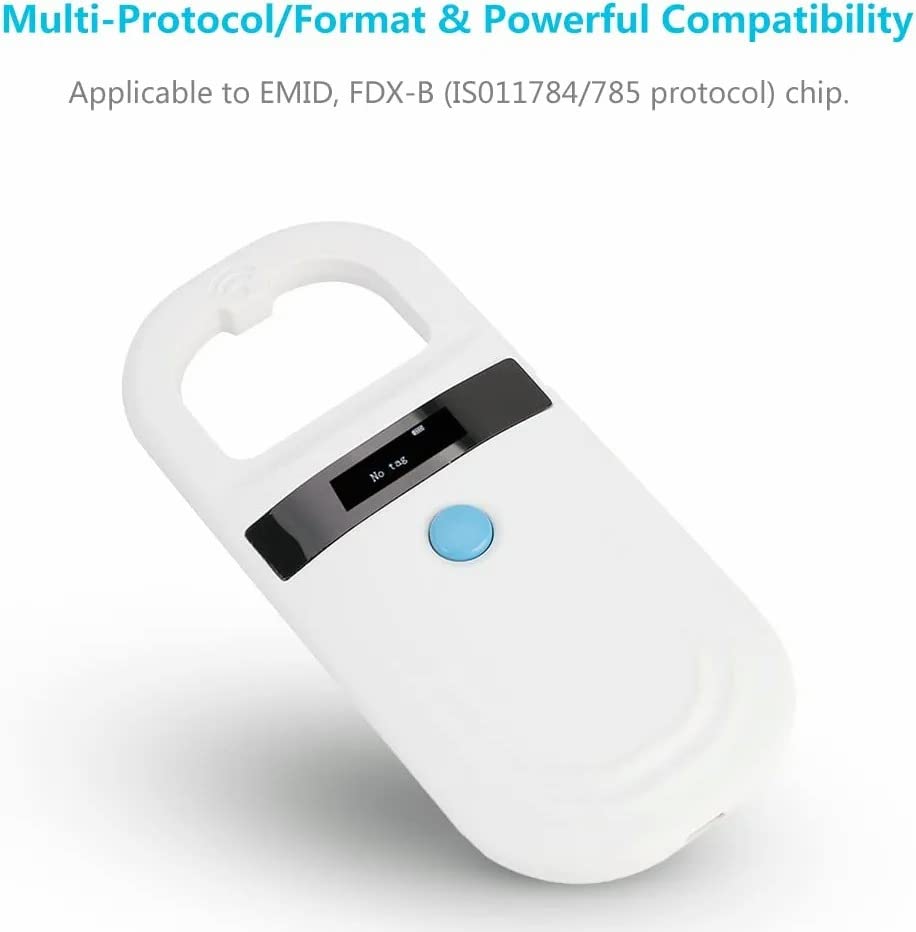 Animal Chip ID Scanner Dog Microchip Reader with OLED Display Screen Supports FDX-B（ISO11784/11785） and EMID Microchips