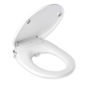 jep dual nozzle manual bidet toilet seat for round toilets with soft close seat and cover | bidet seat for rear & feminine cleaning, easy to install, convenient, and power free (round toilet)