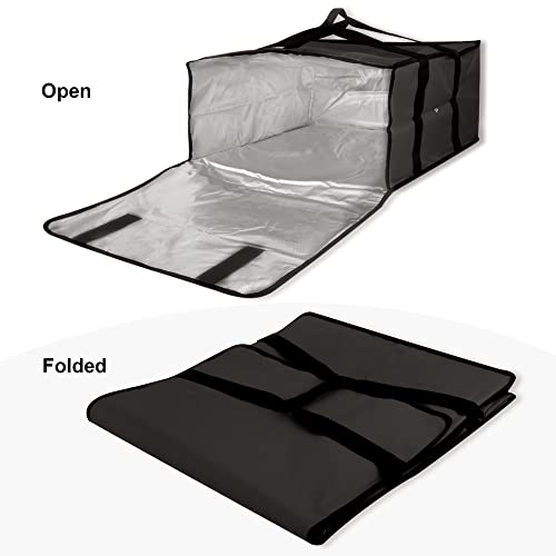 Trail maker Insulated Pizza Bags for Delivery, Food Carrier Delivery Bag 20x20x12 Food Bag for Personal and Professional Use | Holds up to 4 Fresh Pizzas (Black)