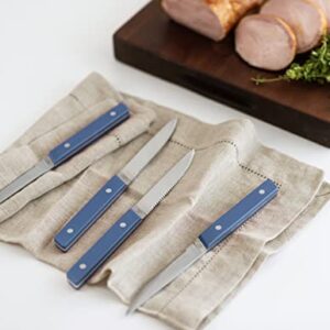 Misen Steak Knives Set of 4 - Precision Serrated Blades for Effortless Dining - Stainless Steel - Superior Cuts with Four Steak Knives Handles for Stylish Elegance - Blue