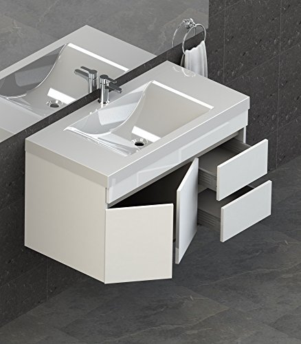 Lift Bridge Kitchen & Bath Assembled Wall-Mount Floating Bathroom Vanity with White Cultured Marble Top Sink Set, 37 in. W x 19 in. D x 29 in. H in White with Viteli + Siena Top