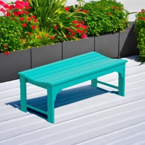 WO Home Furniture 48" Modern Backless Bench, HDPE Plastic, Turquoise