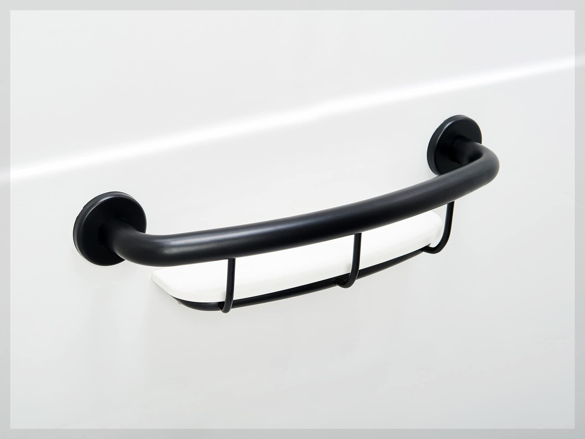 Shelf Grab Bar for Bathroom Shower Tub Kitchen Safety/304 Stainless Steel/Matte Black/ 18" x 5.5"