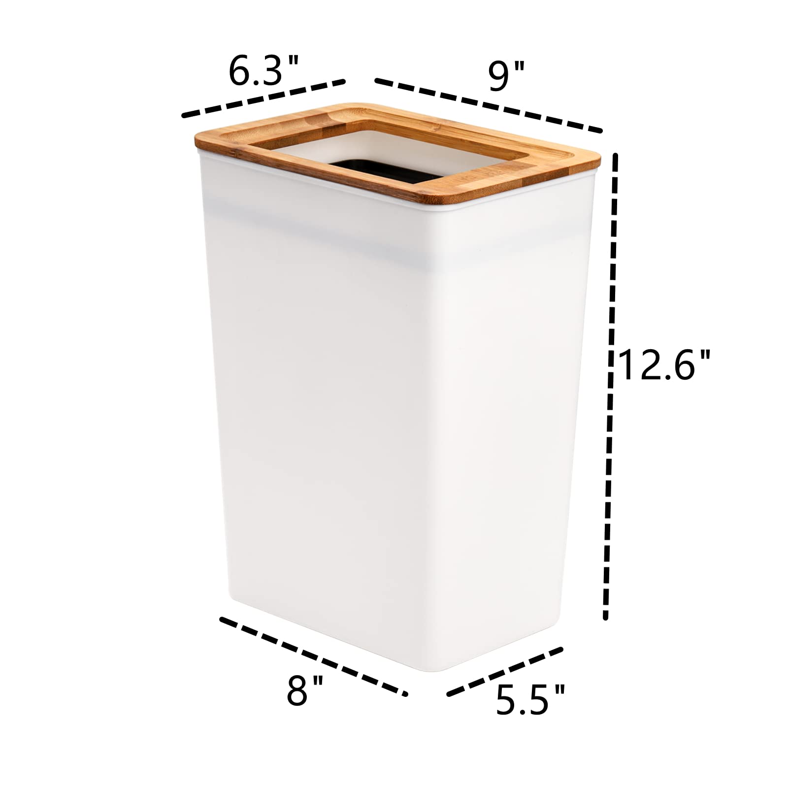 Dicunoy Plastic Slim Trash Can, 2.4 Gallon White Garbage Container, Little Wastebasket Garbage Bin for Bathroom, Living Room, Home, Kitchen, Office Hold Waste, Recycling