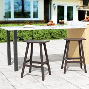 WO Home Furniture Patio Bar Stools Set of 2 PCS Outdoor Adirondack 29" in Saddle Stools for Porch, Backyard, BarBQ, Party, Events (Dark Brown)