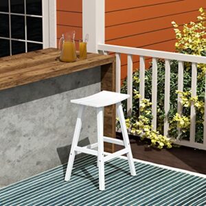 WO Home Furniture Patio Bar Stools Set of 2 PCS Outdoor Adirondack 29" in Saddle Stools for Porch, Backyard, BarBQ, Party, Events (White)