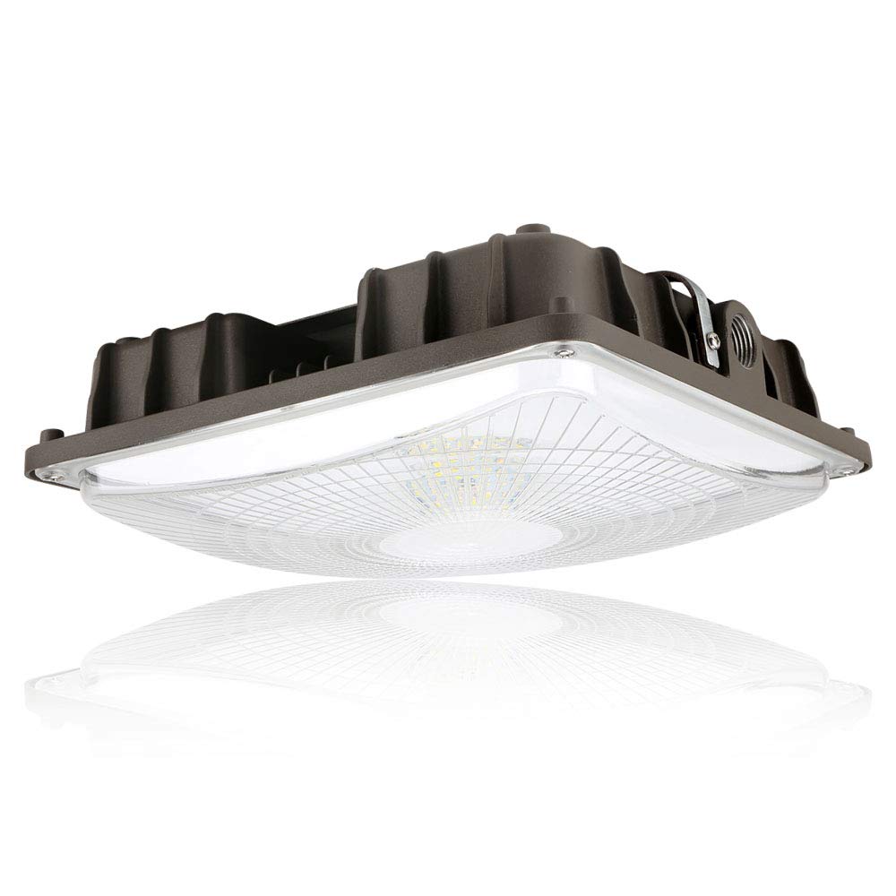 Konlite 27W LED Canopy Area Light - 6 Pack - Dark Bronze - 100W HID/M.H. Equivalent - 3800 LM - Daylight Light - 120-277V - UL, Idea for for Gas Station, Gym, Warehouse, Shop, Underpass, Loading Dock